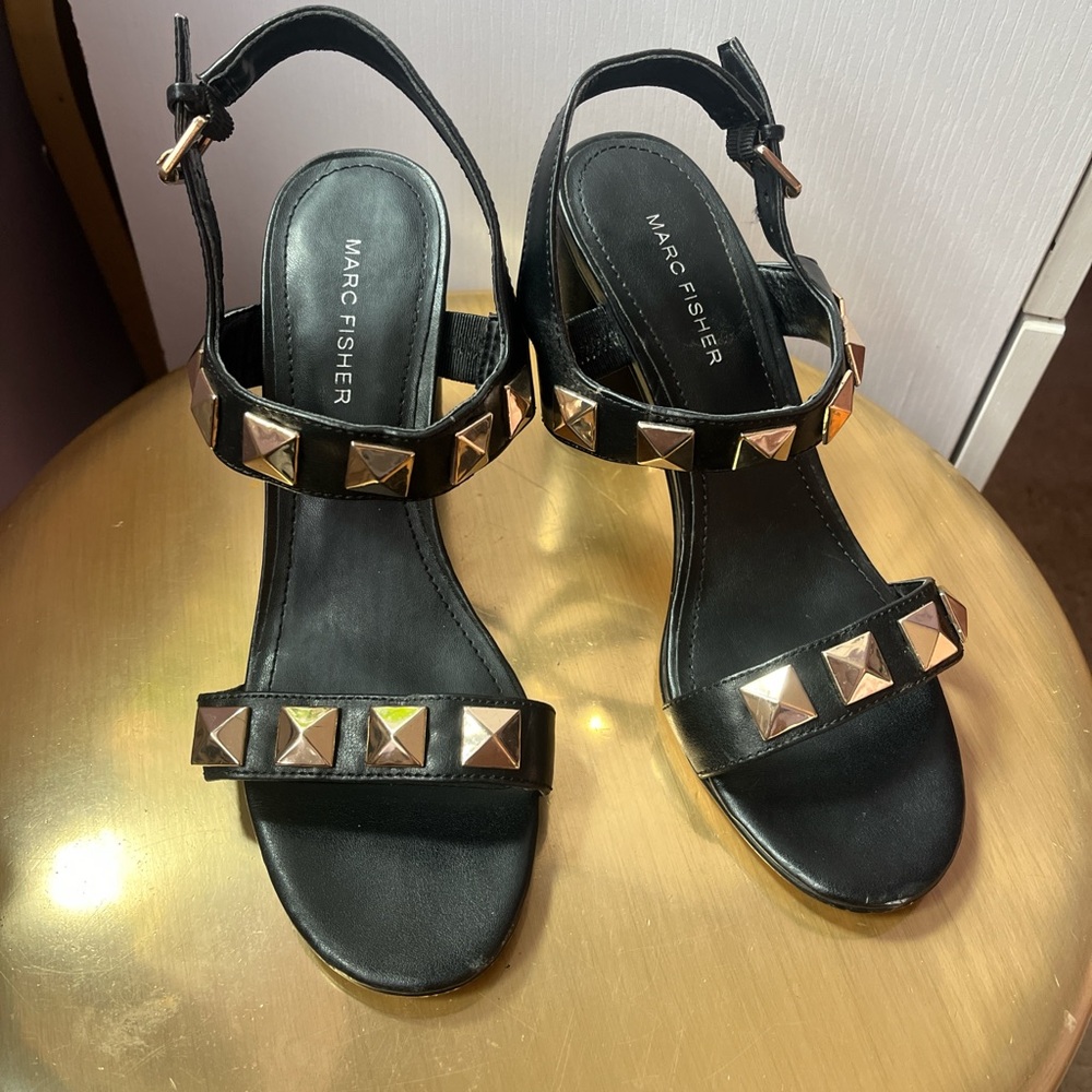 Marc Fisher Black Studded Sandals
